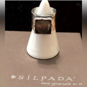 Silpada 925 Sterling Silver Smoky Quartz Ring Size 7 R1453 Dusk Til Dawn ring